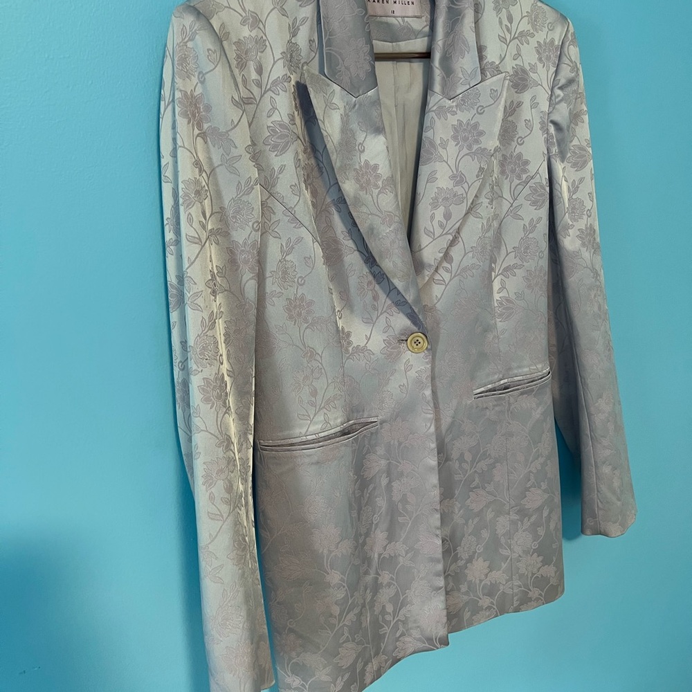 Karen Millen likac Floral Jacquard Satin Blazer